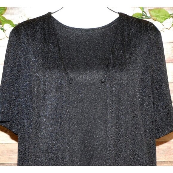 Notations Ladies Black Layered Cardigan Sweater Size L Short Sleeve Faux Cami - Picture 5 of 12